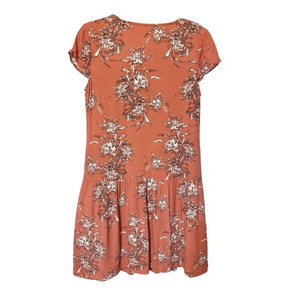 GARNET HILL muted coral Floral Viscose Short Sleeve Dress - 6 - Picture 9 of 11